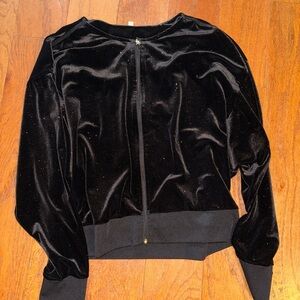 Vintage Y2K Juicy Couture Black Bling Velour Track Zip-Up Jacket Size XL